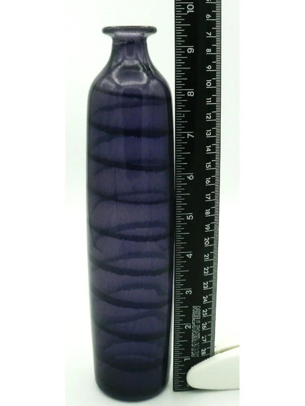 Amethyst Glass Purple with Black Swirl Recycled Art Glass Bud Vase Spain